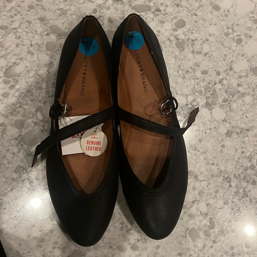 Lucky Brand Black Leather Flats